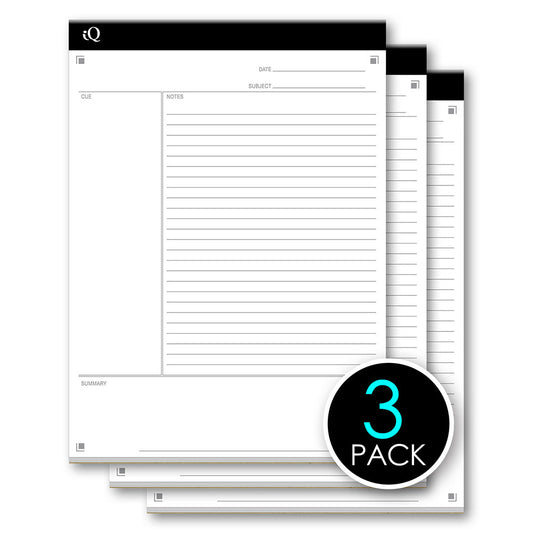 3 Pack iQ Note Taking Pads 8.5 x 11.75in 150 Sheets 88110