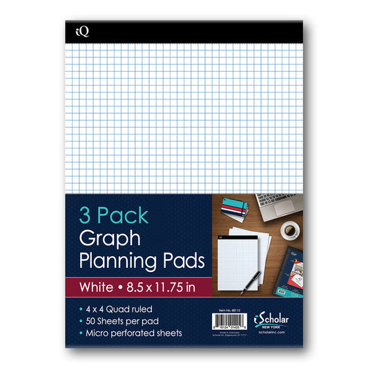 3 Pack iQ Graph Planning Pads 8.5 x 11.75in 150 Sheets 88113