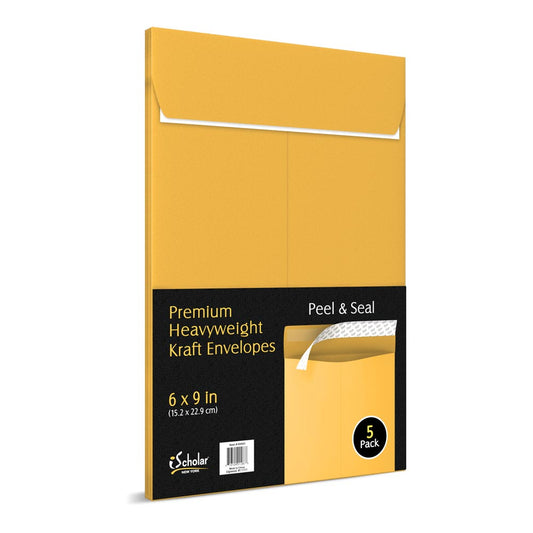 5 Pack Security Peal & Stick #28 Heavy Kraft Envelope 6" x 9" 89695