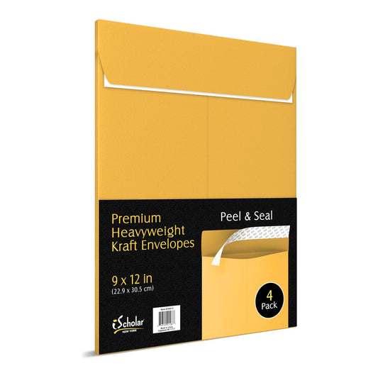 4 Pack Security Peal & Stick #28 Heavy Kraft Envelope 9" x 12" 89912