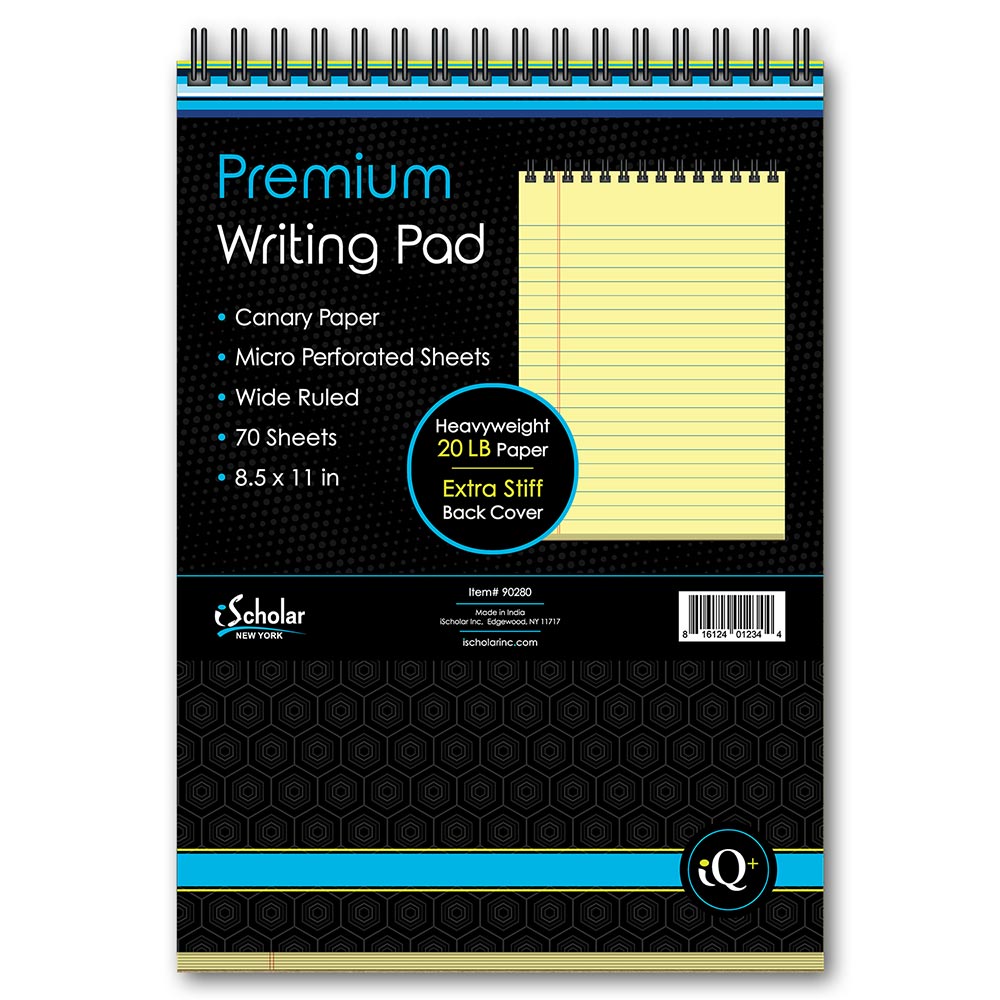 iQ+ Premium Writing Pad Canary Double Wire 8.5 x 11in 70 Sheets 90280