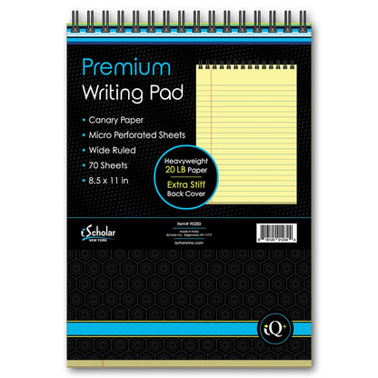 iQ+ Premium Writing Pad Canary Double Wire 8.5 x 11in 70 Sheets 90280
