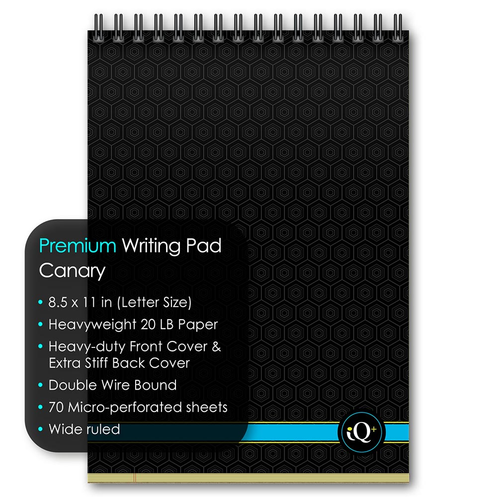iQ+ Premium Writing Pad Canary Double Wire 8.5 x 11in 70 Sheets 90280