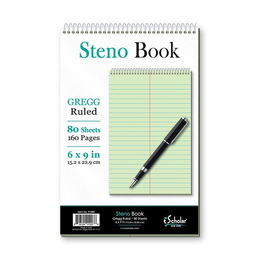 Spiral Steno Book Green 6 x 9in 80 Sheets 91080