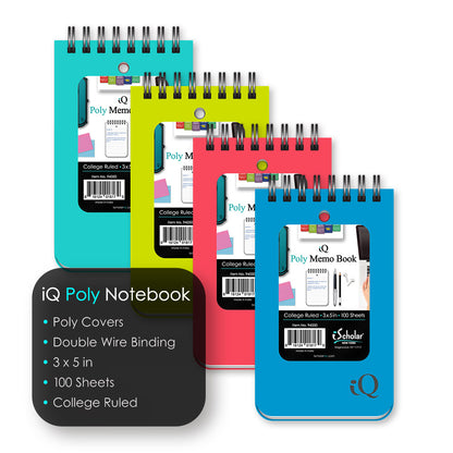 Poly Memo Book College Ruled 3" x 5" 100 Sheets 94350