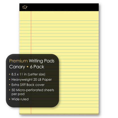 6 Pack iQ+ Premium Writing Pad Canary 8.5 x 11in 300 Sheets 98106