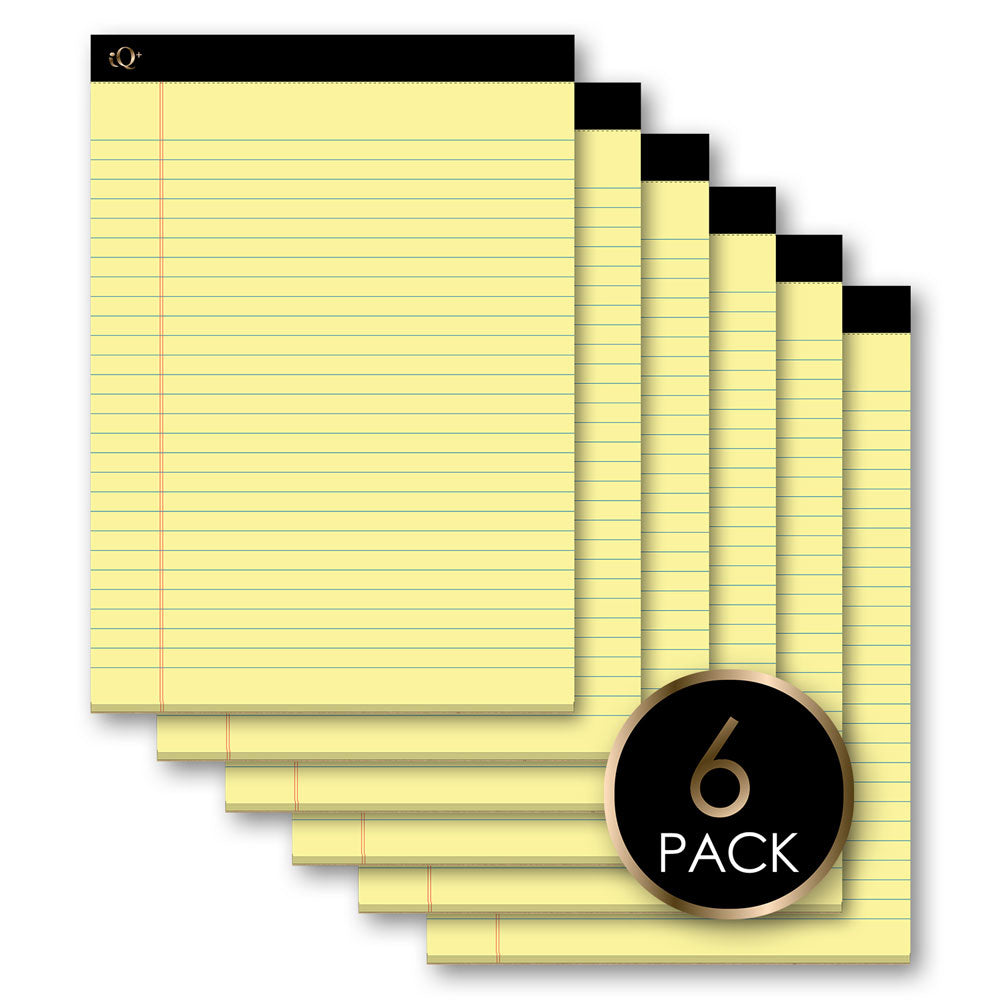 6 Pack iQ+ Premium Writing Pad Canary 8.5 x 11in 300 Sheets 98106