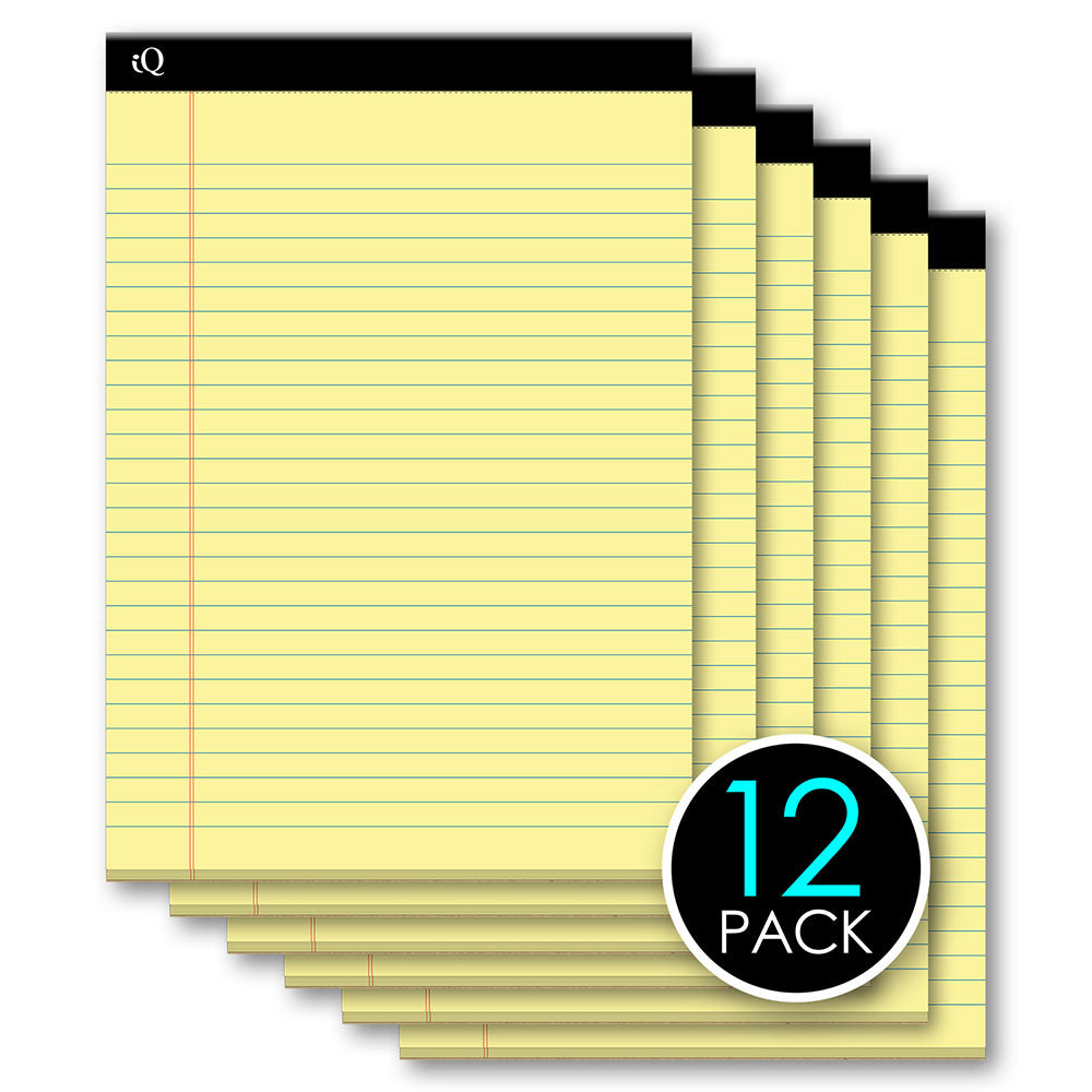 12 Pack iQ Legal Pads Canary 8.5 x 11.75in 600 Sheets 98110