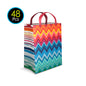 48 Pcs PP Reusable Shopping Bags Wave Design Medium 12.5" x 15" x 7" 99125