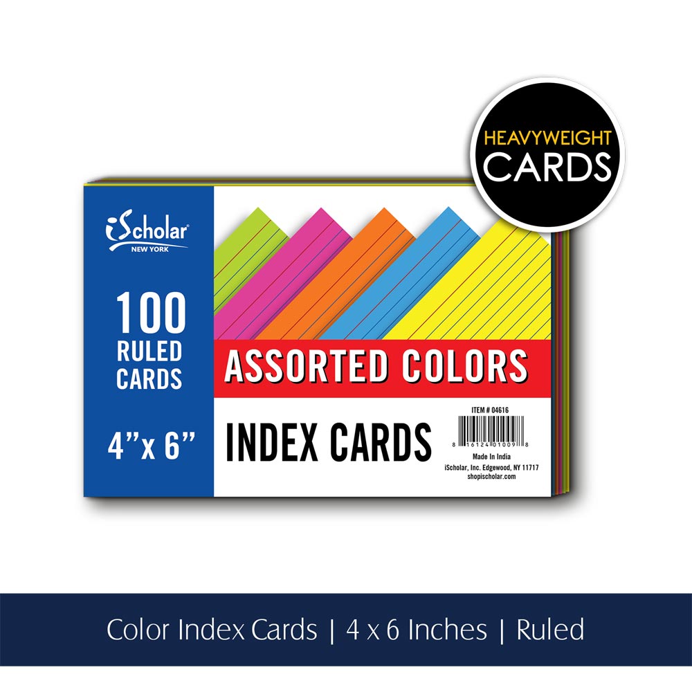 UNIVERSAL 4" x 6" Ruled Index Cards Asst Colors 100 per pack Details about   3 