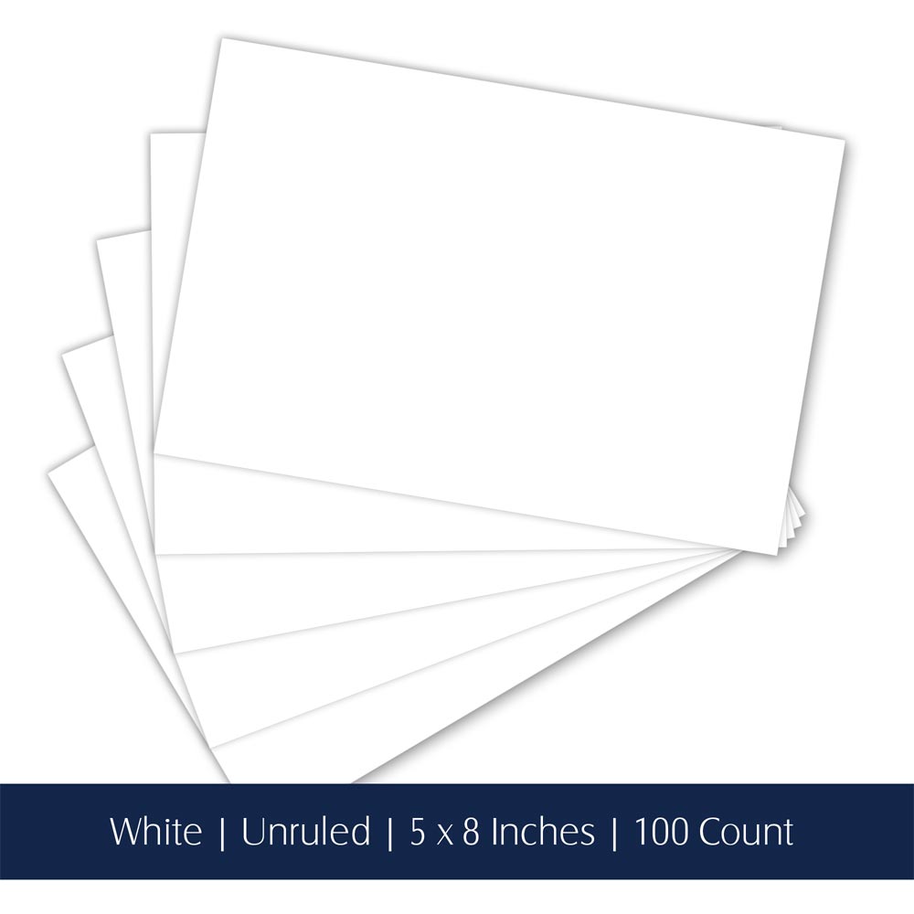iScholar White Unruled Index Cards 5 X 8-Inch 100 Cards