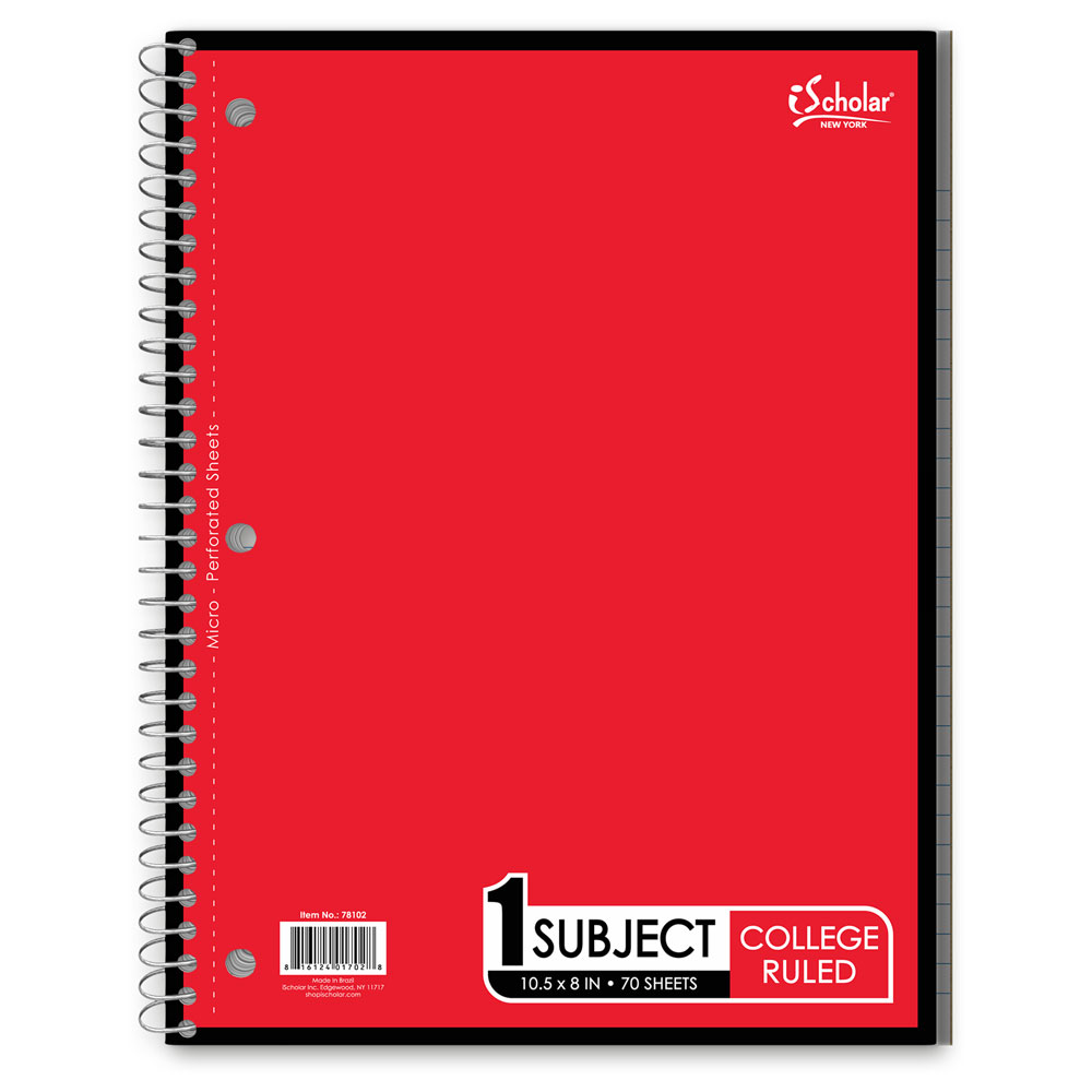 1-Subject Five Star Wirebound Notebook 10.5 x 8 Inch... 100 Wide-Ruled Sheets 