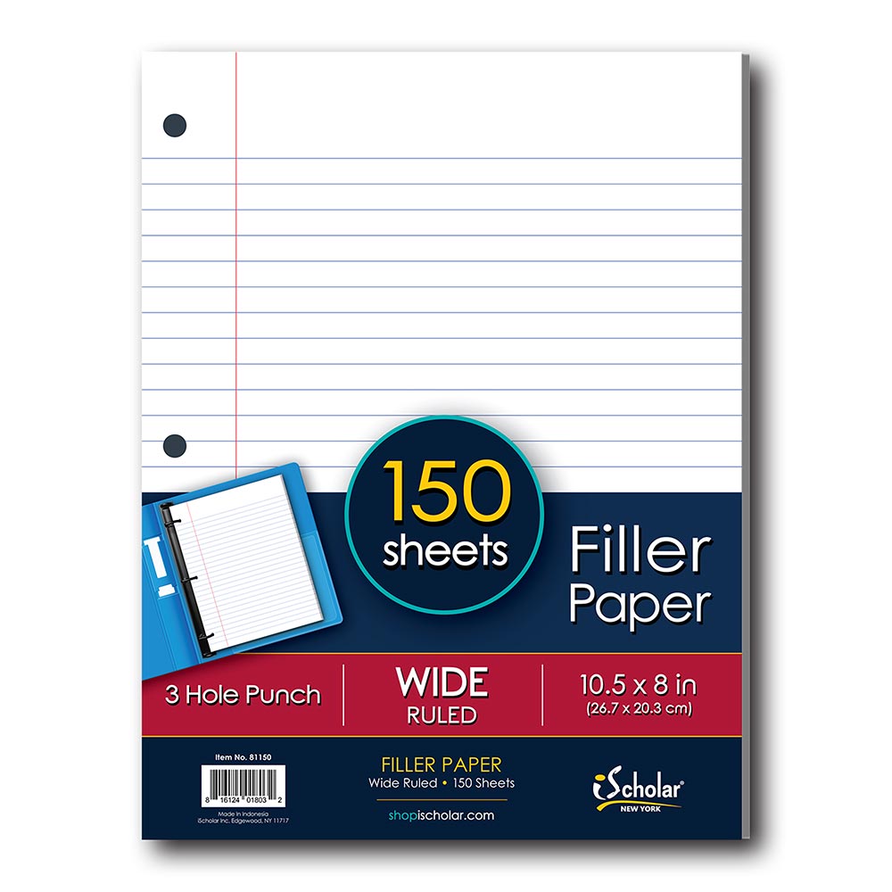 Filler Notebook Paper Wide Rule College Rule 150 Sheets Norcom School Supplies 